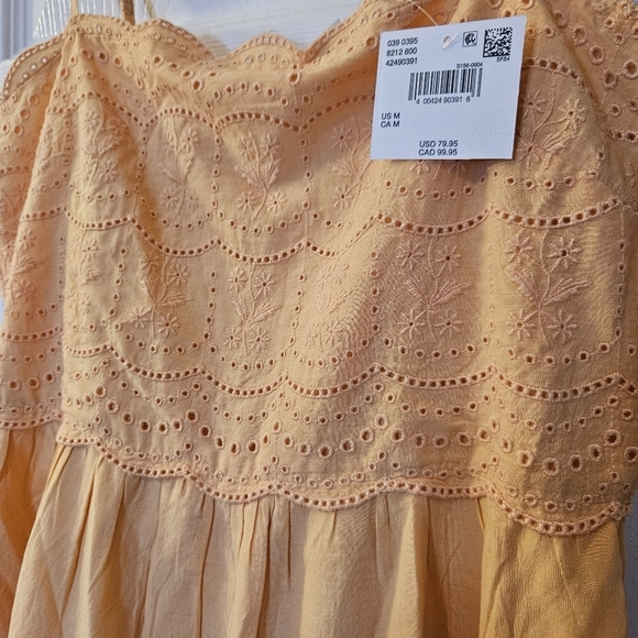 NWT American Eagle Orange Scalloped Midi Dress Size M. - Picture 6 of 11